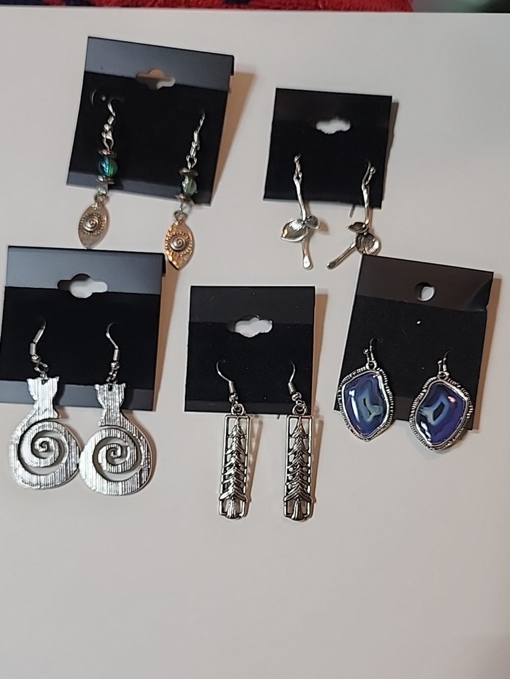 Silver and Blue Dangle Earrings Set - Women Jewelry
